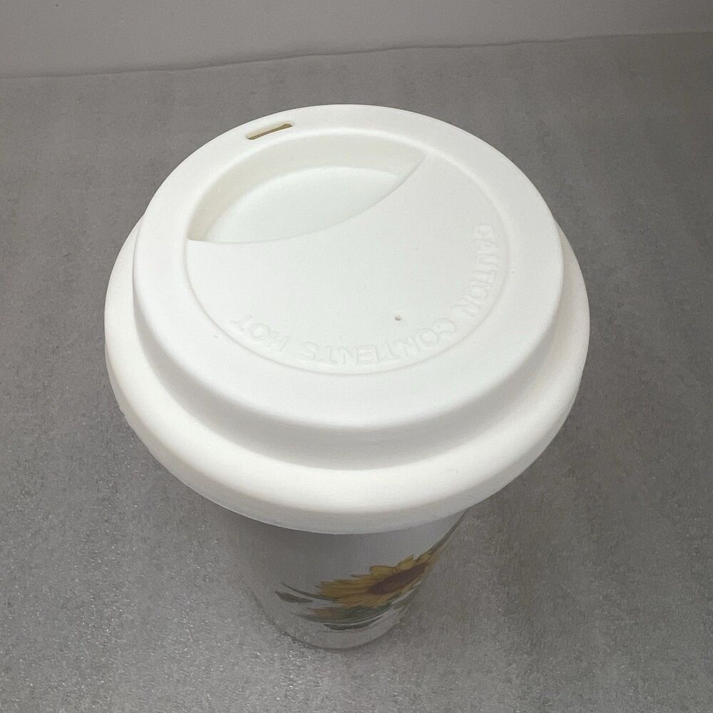 Portmeirion Botanic Garden "Sunflowers" Travel Mug Silicone Lid 7” Tall EUC - Picture 4 of 8